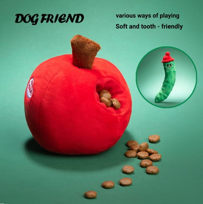 Apple with Worm Dog Toy