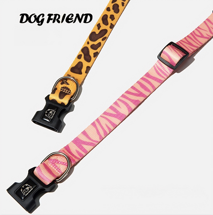 Animal Print Dog Collar and Leash Set