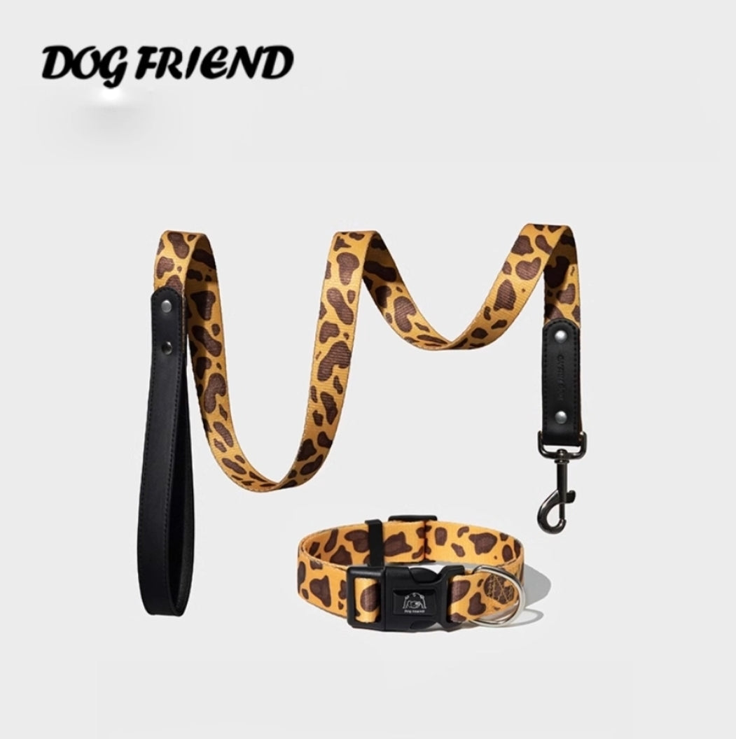 Animal Print Dog Collar and Leash Set